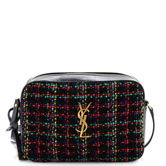 Saint Laurent Lou Camera Bag Matelasse Chevron Tweed and Leather Small