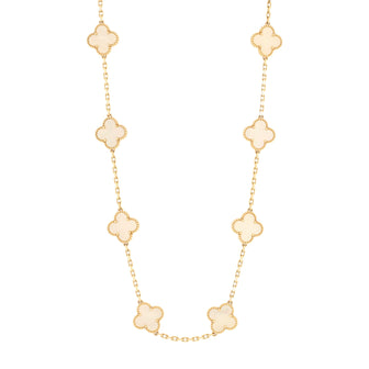 Van Cleef & Arpels Vintage Alhambra 10 Motifs Necklace 18K Yellow Gold and Mother of Pearl