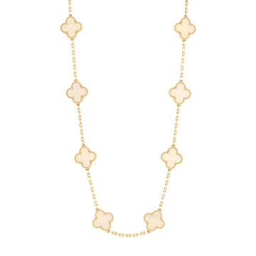 Van Cleef & Arpels Vintage Alhambra 10 Motifs Necklace 18K Yellow Gold and Mother of Pearl