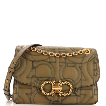 Salvatore Ferragamo Gancini Turnlock Flap Bag Gancini Quilted Leather Medium