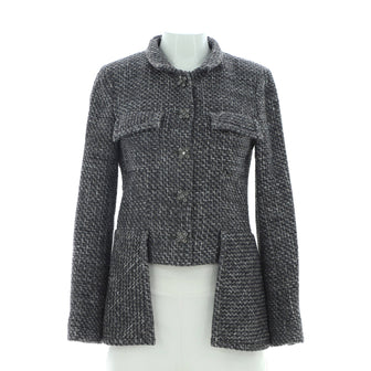 Chanel Women's Two Pocket Stand Collar Jacket Tweed