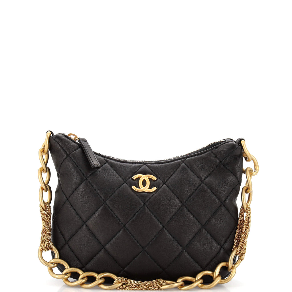 Chanel Chanel Multi Chain Link CC Zip Hobo Quilted Lambskin Small