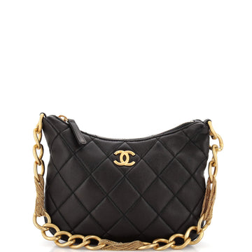 Chanel Chanel Multi Chain Link CC Zip Hobo Quilted Lambskin Small