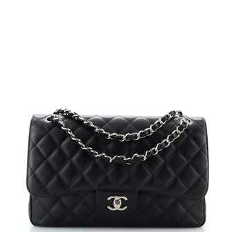 Chanel Classic Double Flap Bag Quilted Caviar Jumbo