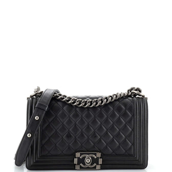 Chanel Boy Flap Bag Quilted Lambskin Old Medium