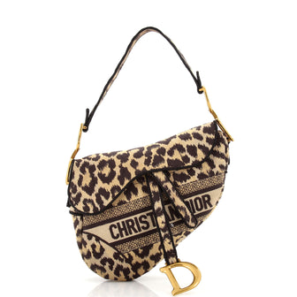 Christian Dior Saddle Handbag Mizza Embroidered Canvas Medium