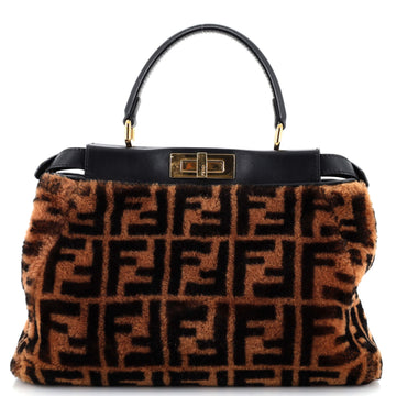 Fendi Peekaboo Bag Zucca Shearling Regular