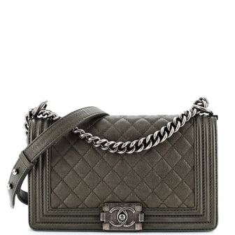 Chanel Boy Flap Bag Quilted Goatskin Old Medium