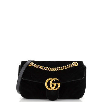 Gucci GG Marmont Flap Bag Matelasse Velvet Small