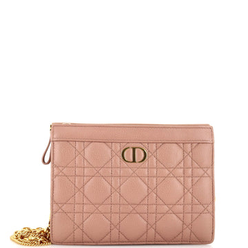 Christian Dior Caro Zipped Pouch With Chain Leather