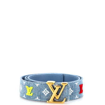 Louis Vuitton New Wave Belt Monogram Embroidered Denim Medium