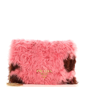 Prada Etiquette Chain Flap Bag Fur and Glace Calf Medium