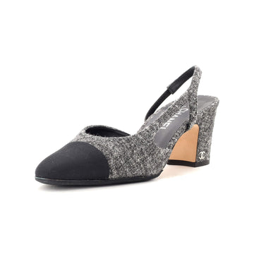 Chanel Women's Cap Toe CC Slingback Pumps Tweed