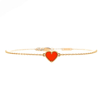 Van Cleef & Arpels Sweet Alhambra Heart Bracelet 18K Rose Gold with Carnelian