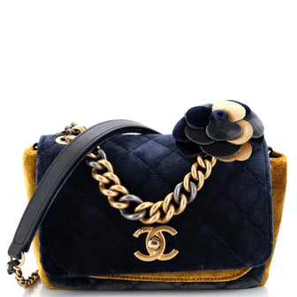 Chanel Private Affair Camellia Flap Bag Quilted Velvet Small