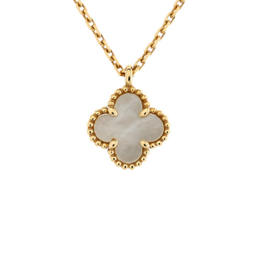 Van Cleef & Arpels Sweet Alhambra Pendant Necklace 18K Yellow Gold and Mother of Pearl