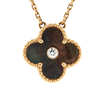 Van Cleef & Arpels Vintage Alhambra Pendant Necklace 18K Rose Gold and Mother of Pearl with Diamond