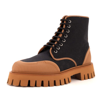 Gucci Men's Zipped Lace Up Hiking Boots GG Canvas