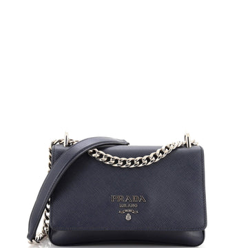 Prada Chain Flap Crossbody Bag Saffiano and Soft Calf Small