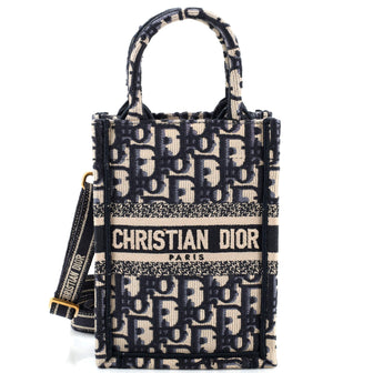 Christian Dior Book Tote Phone Bag Embroidered Canvas Mini