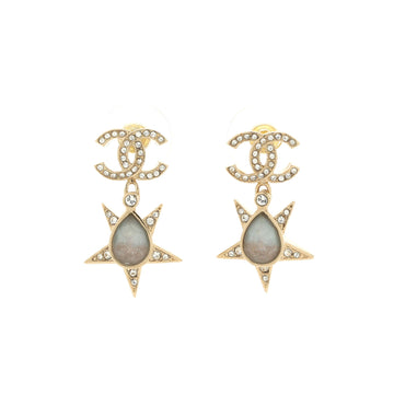Chanel CC Star Drop Earrings Metal with Crystals