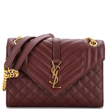 Saint Laurent Classic Monogram Envelope Satchel Mixed Matelasse Leather Medium