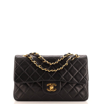 Chanel Vintage Classic Double Flap Bag Quilted Lambskin Small