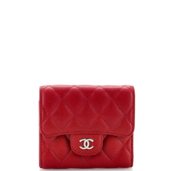 Chanel Trifold Flap Wallet Quilted Caviar Small