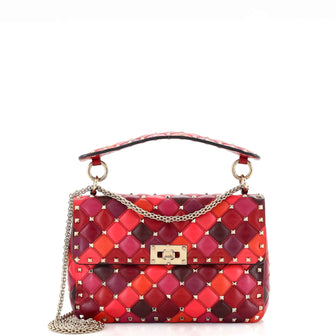 Valentino Garavani Rockstud Spike Flap Bag Quilted Multicolor Leather Medium