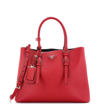 Prada Belted Strap Cuir Double Tote Saffiano Leather Medium