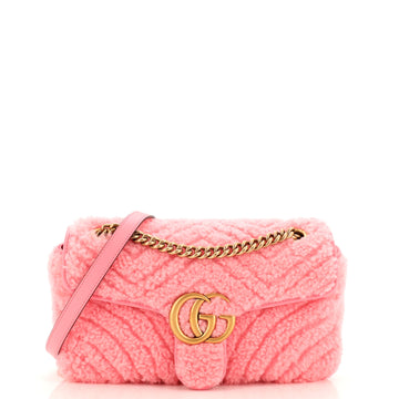 Gucci GG Marmont Flap Bag Matelasse Shearling Small