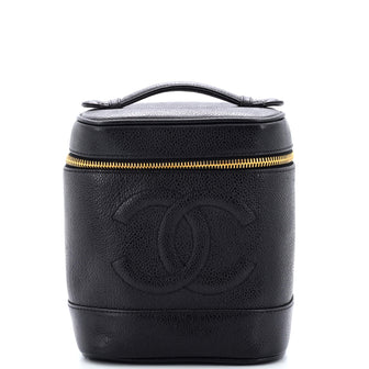 Chanel Vintage Timeless Cosmetic Case Caviar Tall