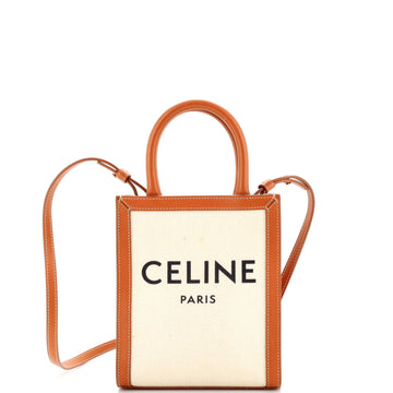 Celine Vertical Cabas Tote Canvas with Leather Mini