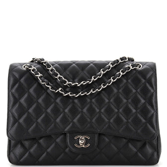 Chanel Classic Single Flap Bag Quilted Caviar Maxi
