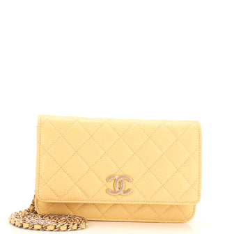 Chanel Textured CC Wallet on Chain Quilted Caviar
