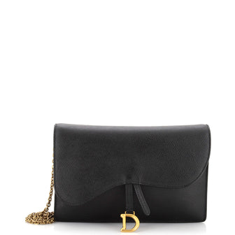 Christian Dior Saddle Chain Clutch Leather