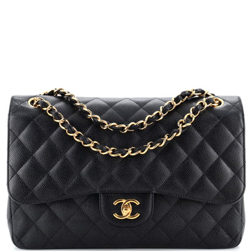 Chanel Classic Double Flap Bag Quilted Caviar Jumbo