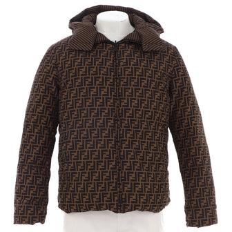 Fendi Men's Reversible Puffer Jacket Zucca and Pequin Polyester with Down