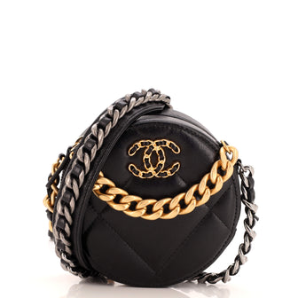 Chanel 19 Round Clutch with Chain Quilted Leather