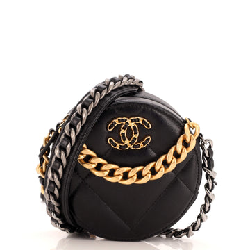 Chanel 19 Round Clutch with Chain Quilted Leather