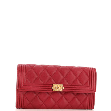Chanel Boy Flap Wallet Quilted Caviar Long
