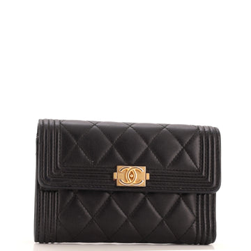 Chanel Boy Flap Wallet Quilted Lambskin Compact