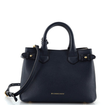 Burberry Banner Tote Leather and House Check Canvas Small