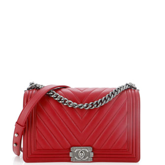 Chanel Boy Flap Bag Chevron Lambskin New Medium