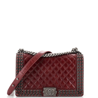 Chanel Chained Boy Flap Bag Quilted Glazed Calfskin New Medium