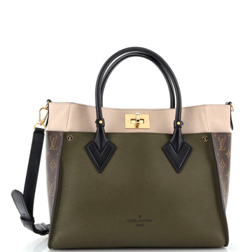 Louis Vuitton On My Side Tote Leather with Monogram Canvas MM