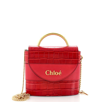 Chloe Aby Lock Bag Crocodile Embossed Leather Small