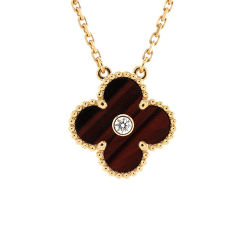 Van Cleef & Arpels Vintage Alhambra Pendant Necklace Limited Edition 18K Rose Gold and Bull's Eye with Diamond