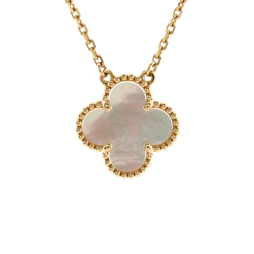 Van Cleef & Arpels Vintage Alhambra Pendant Necklace 18K Yellow Gold and Mother of Pearl