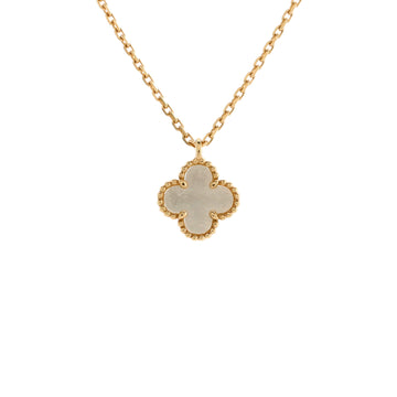 Van Cleef & Arpels Sweet Alhambra Pendant Necklace 18K Yellow Gold and Mother of Pearl